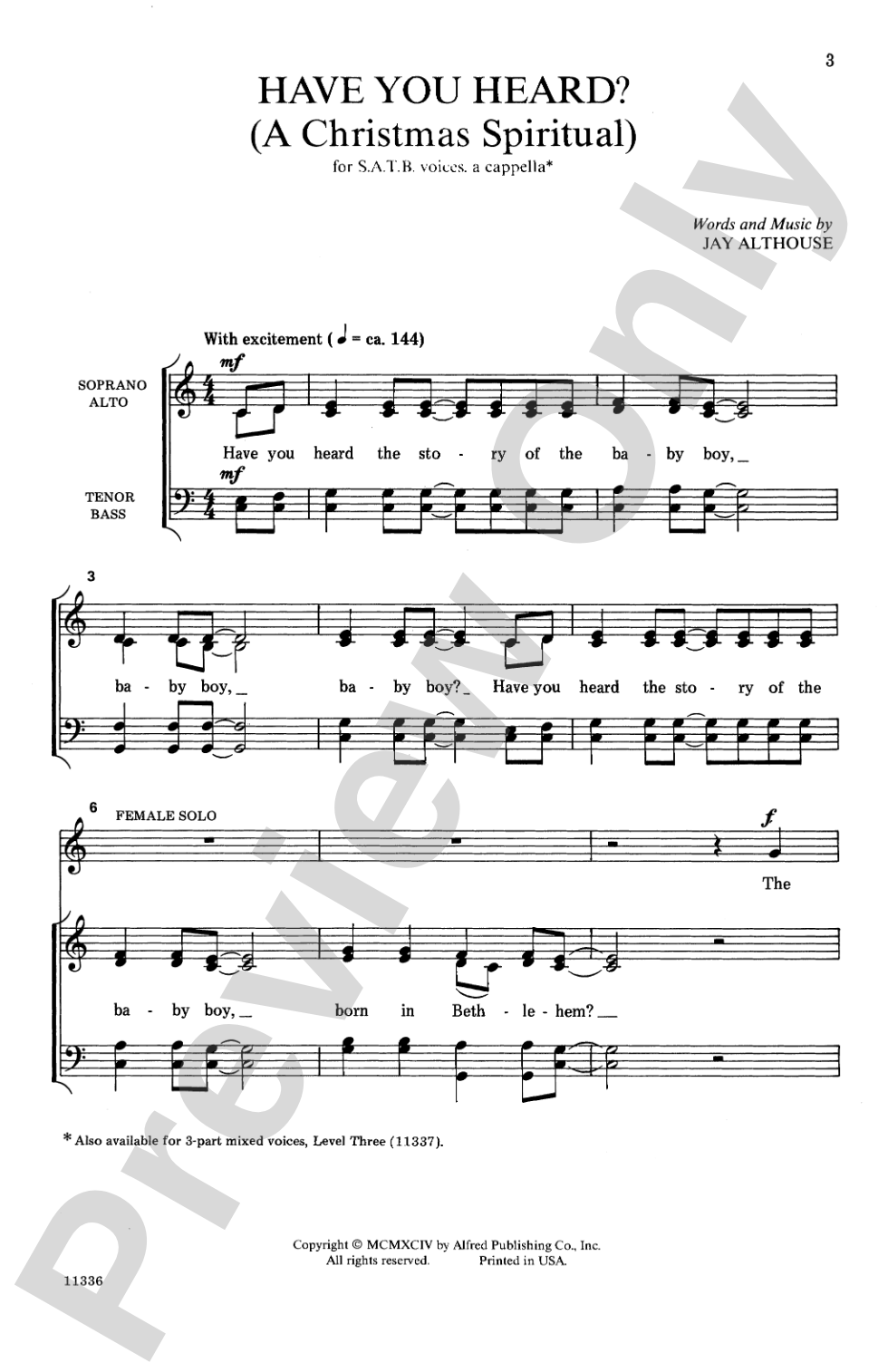 Have You Heard? (A Christmas Spiritual): SATB, <I>a cappella</I> Choral Octavo