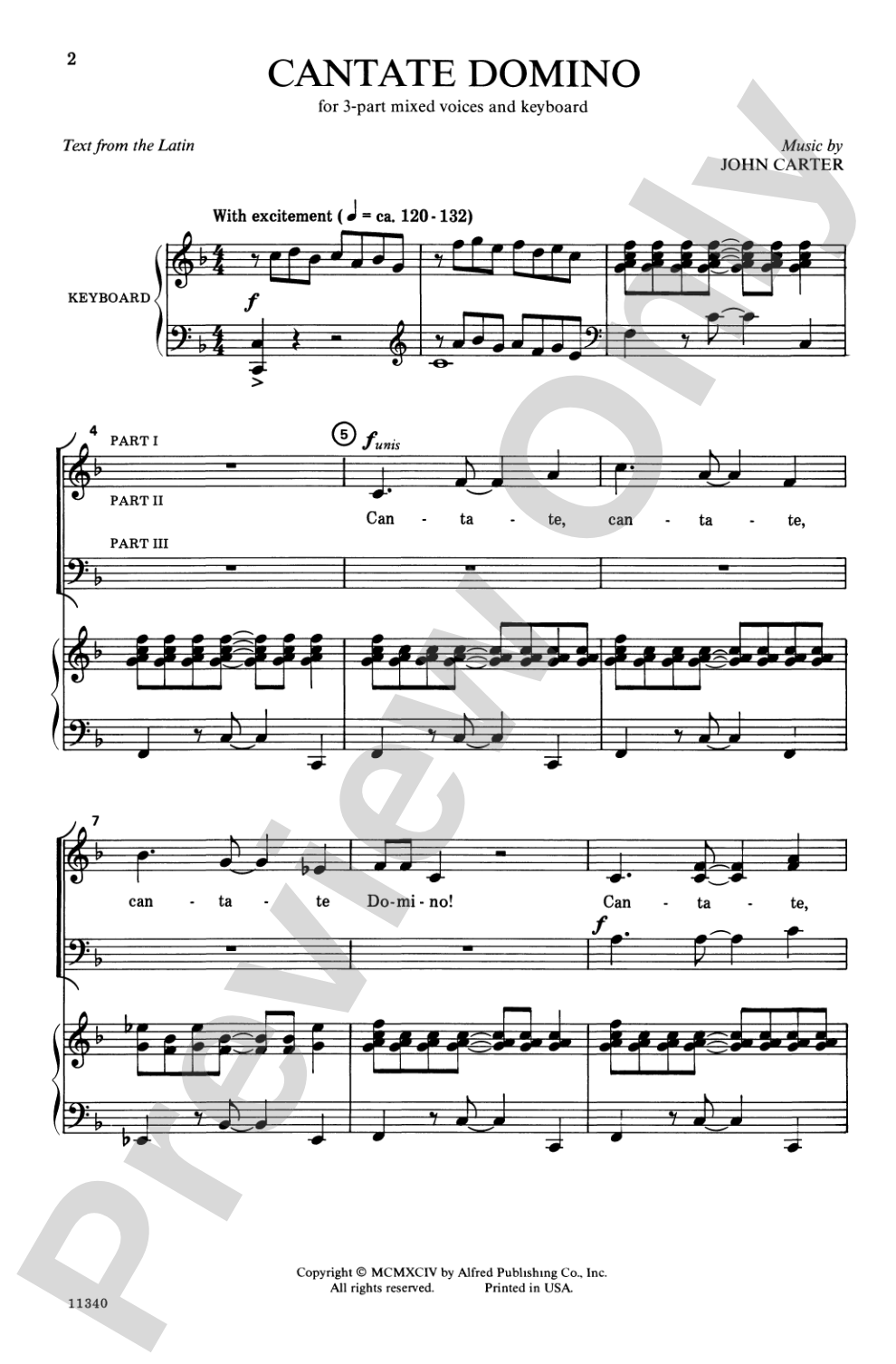 Cantate Domino: 3-Part Mixed Choral Octavo