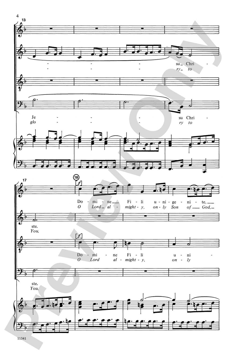 Domine Fili Unigenite (from <i>Gloria</i>): SATB Choral Octavo