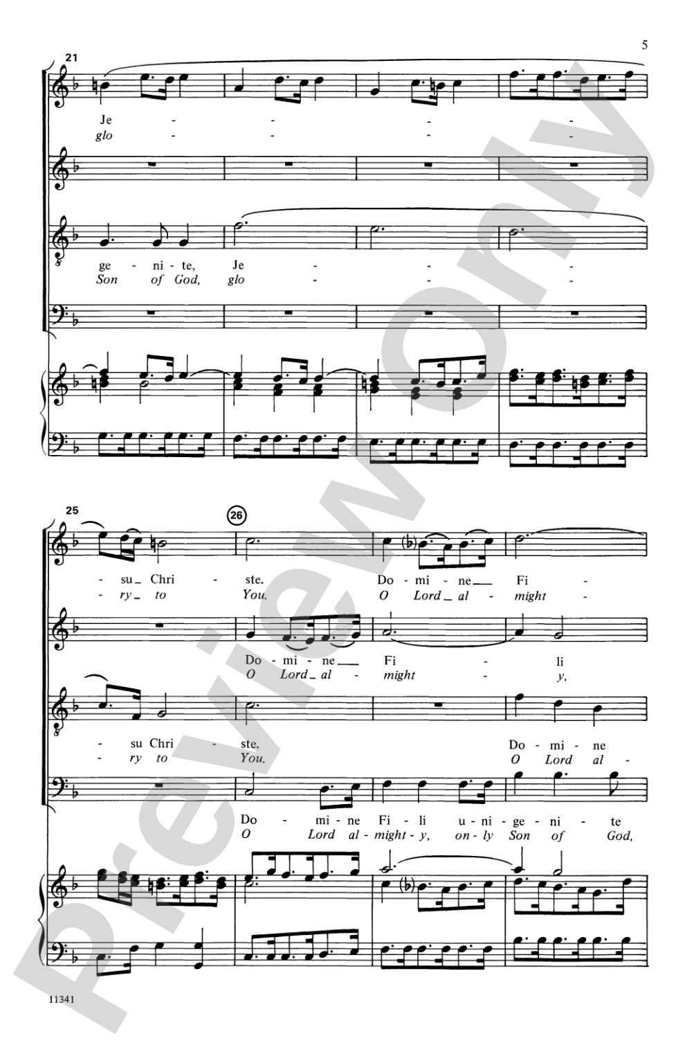 Domine Fili Unigenite (from <i>Gloria</i>): SATB Choral Octavo