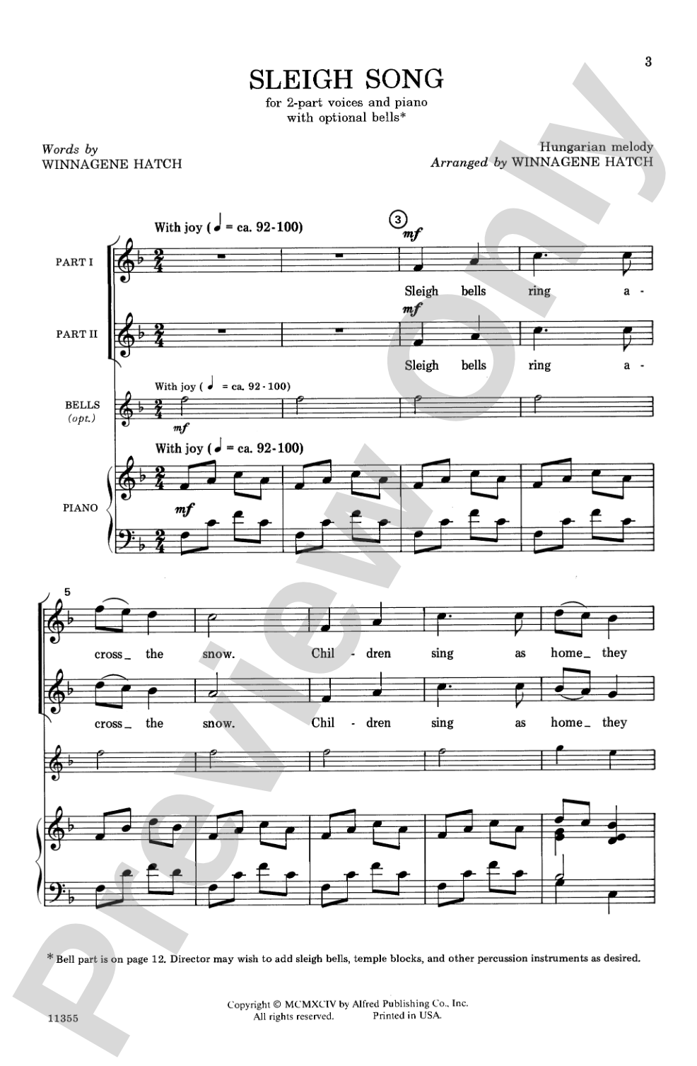 Sleigh Song: 2-Part Choral Octavo