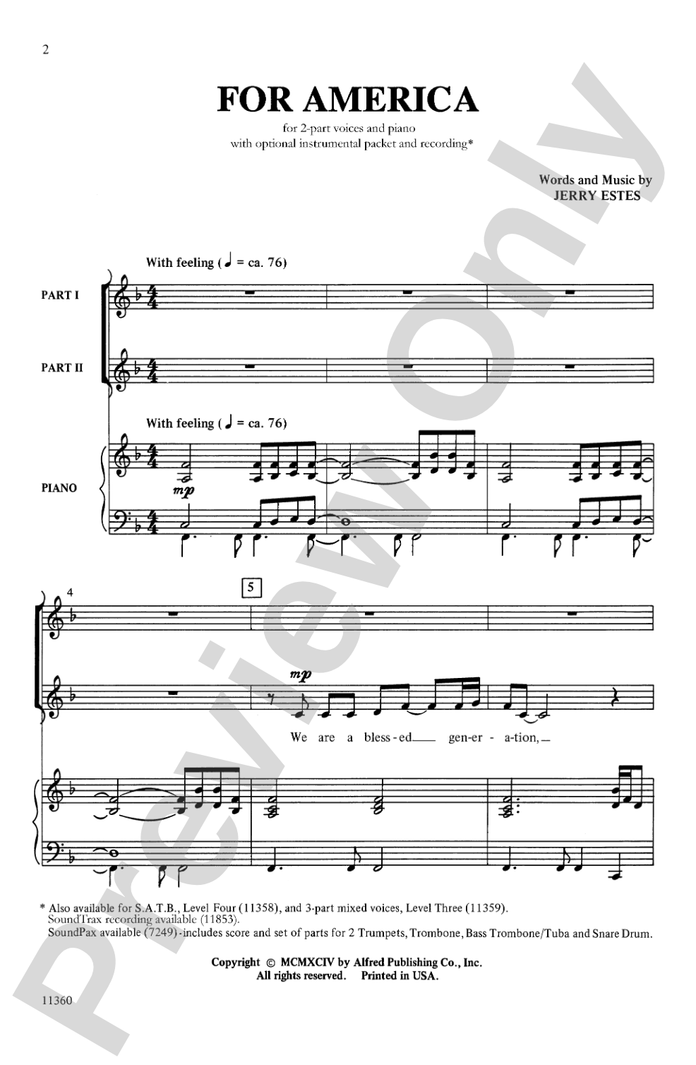 For America: 2-Part Choral Octavo