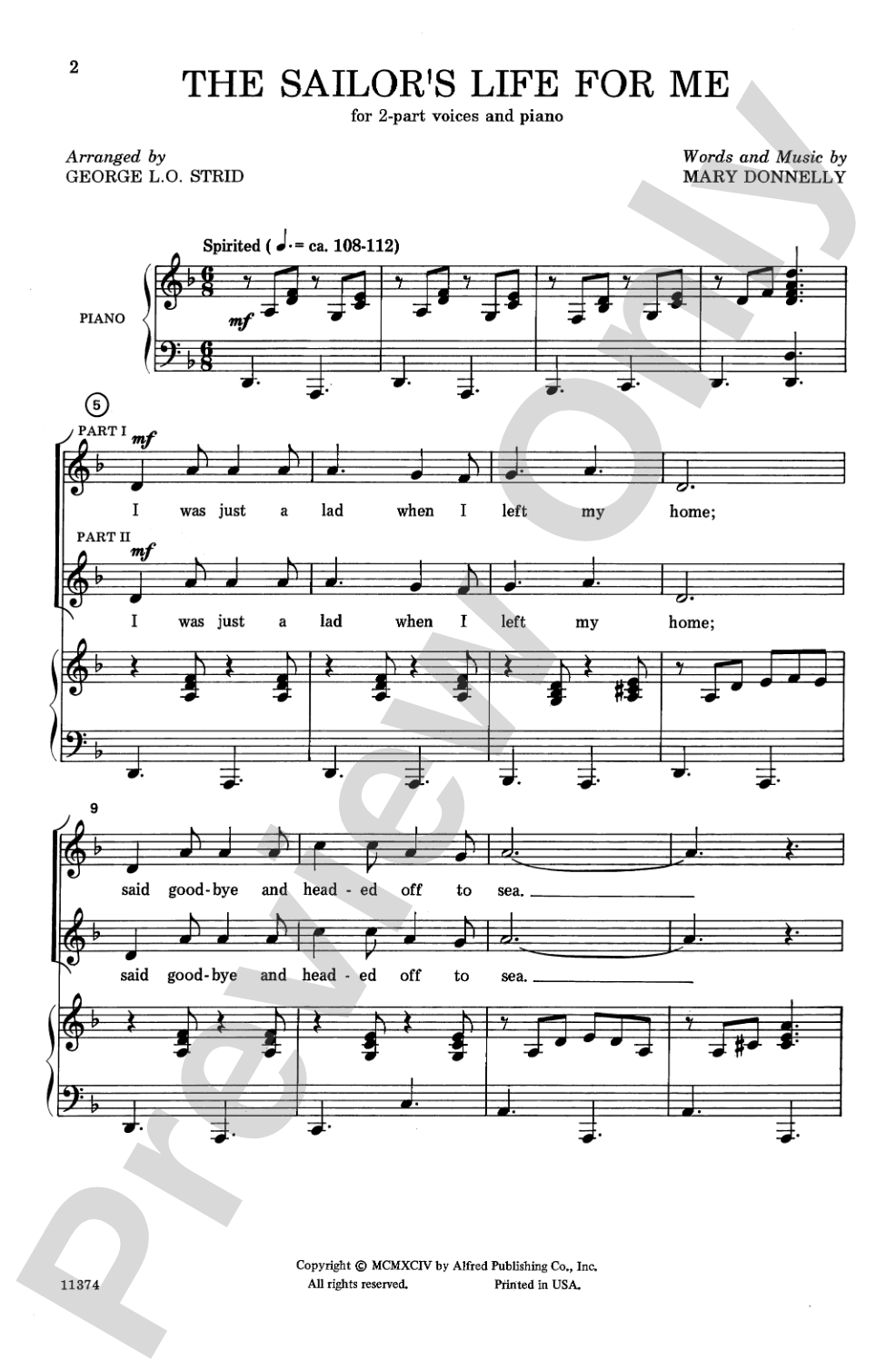 The Sailor's Life for Me: 2-Part Choral Octavo