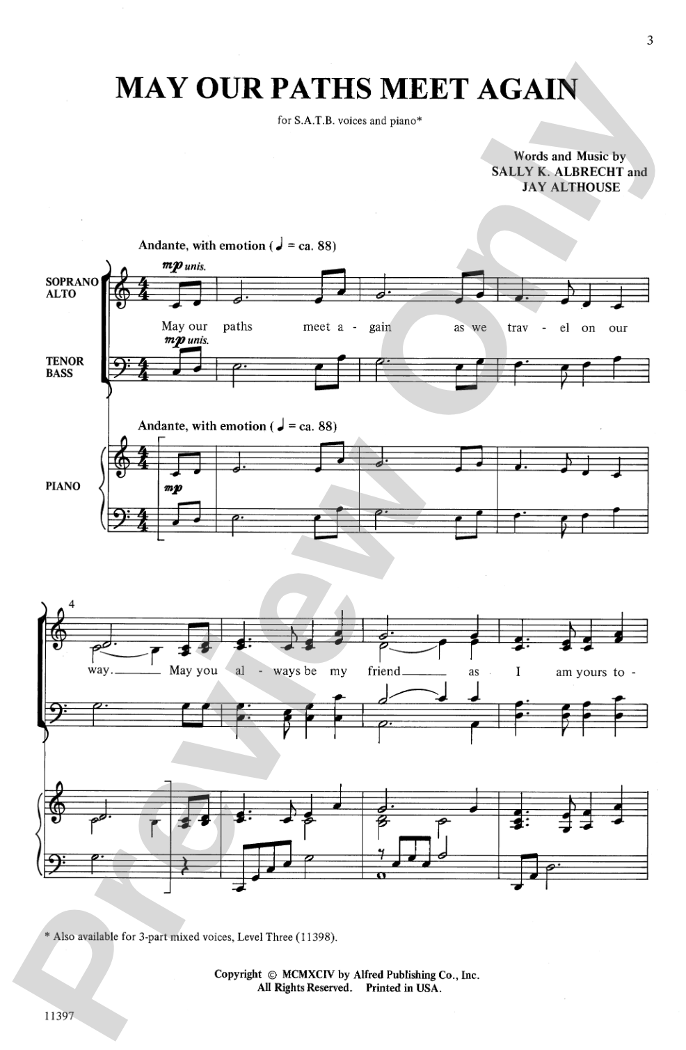 May Our Paths Meet Again: SATB Choral Octavo