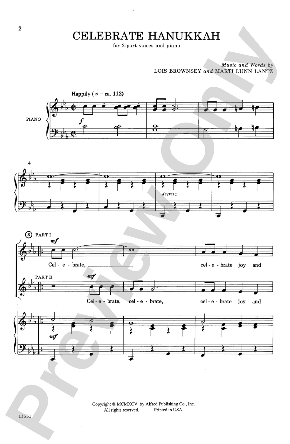 Celebrate Hanukkah: 2-Part Choral Octavo