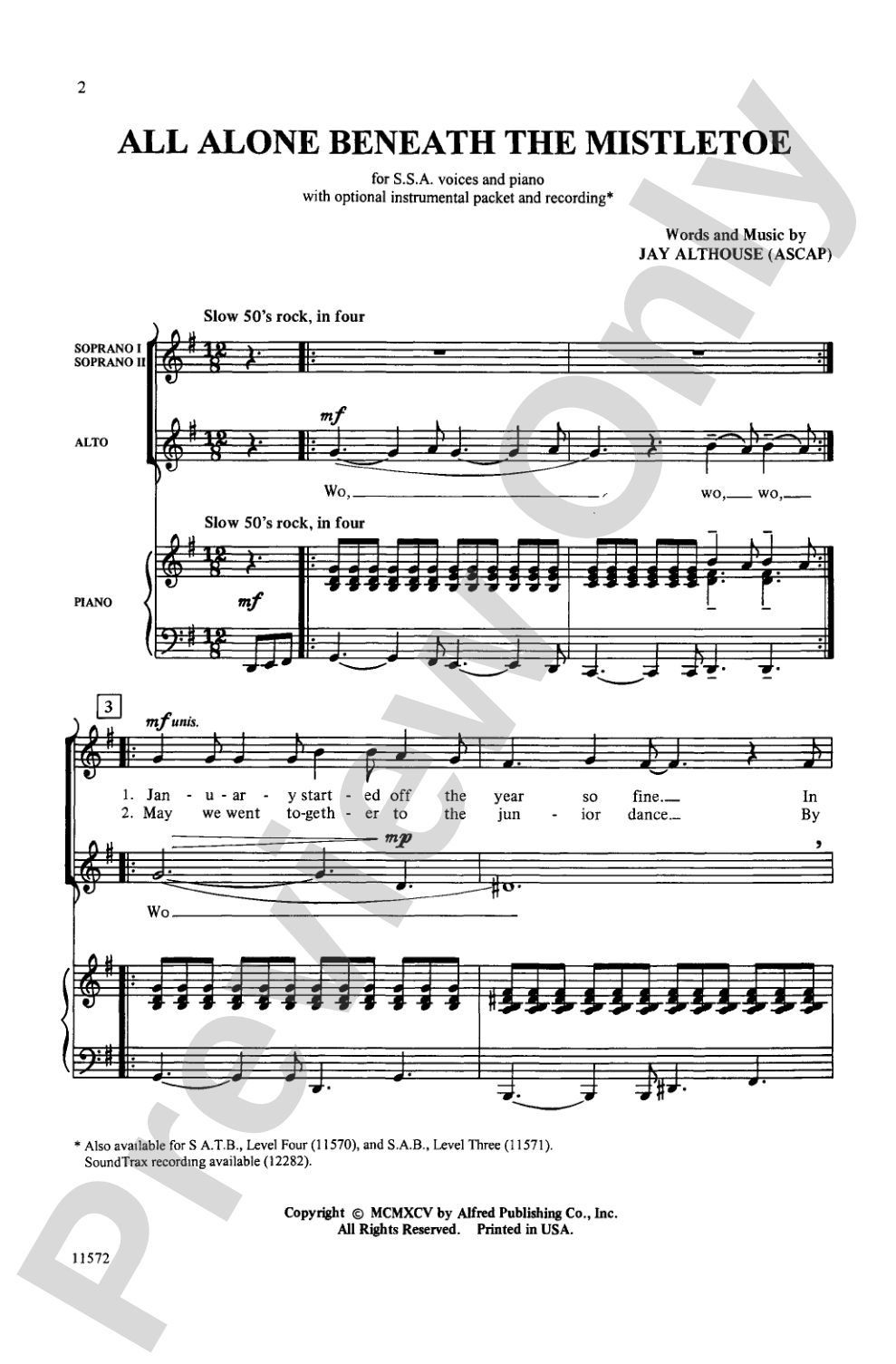 All Alone Beneath the Mistletoe: SSA Choral Octavo