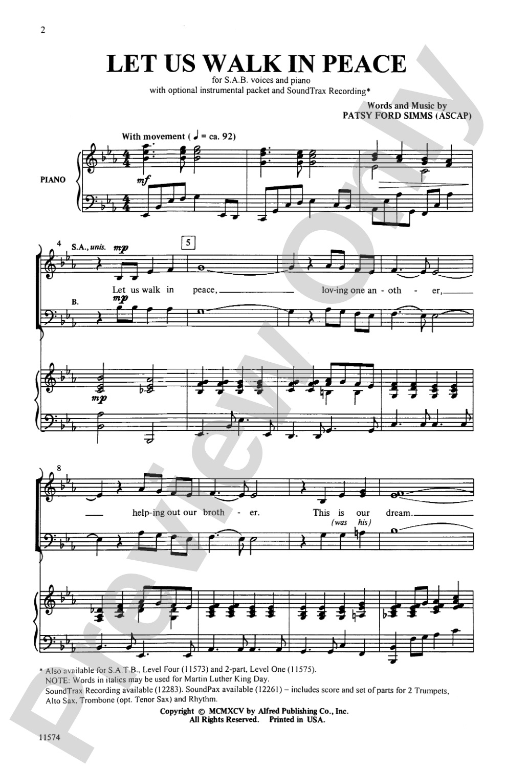 Let Us Walk in Peace: SAB Choral Octavo