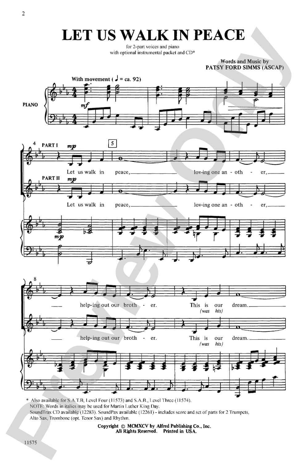 Let Us Walk in Peace: 2-Part Choral Octavo
