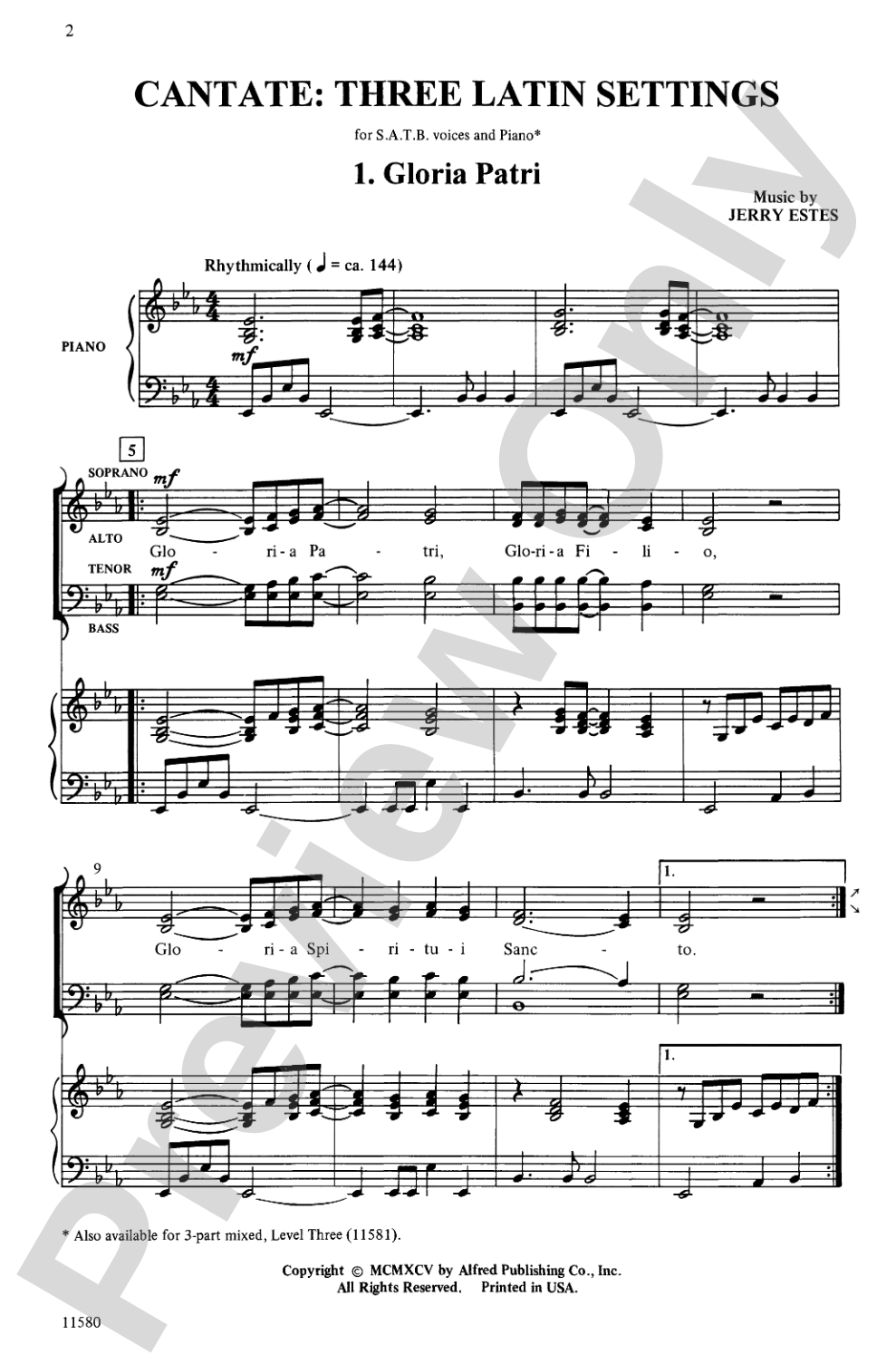 Cantate: Three Latin Settings: SATB Choral Octavo