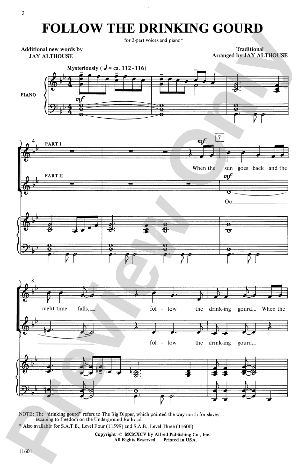 Follow the Drinking Gourd: 2-Part Choral Octavo