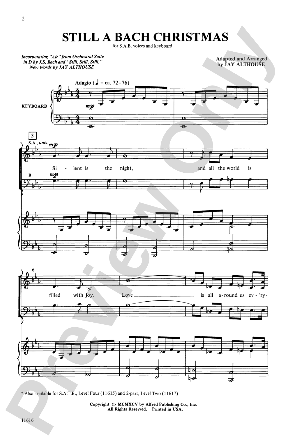 Still a Bach Christmas: SAB Choral Octavo