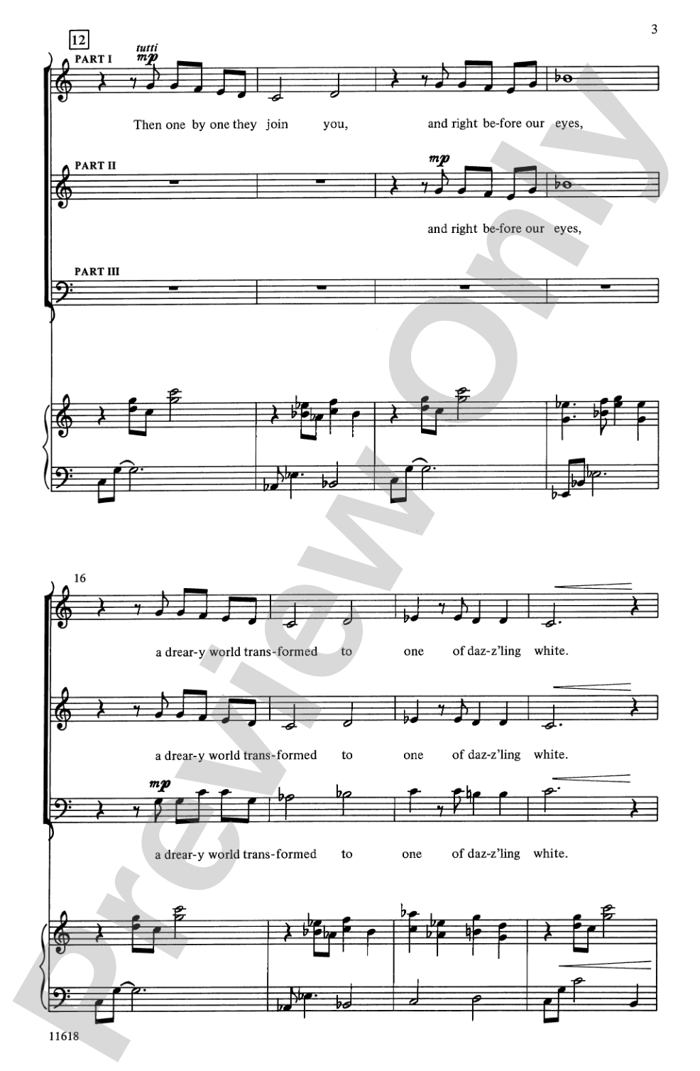 Solitary Snowflake: 3-Part Mixed Choral Octavo