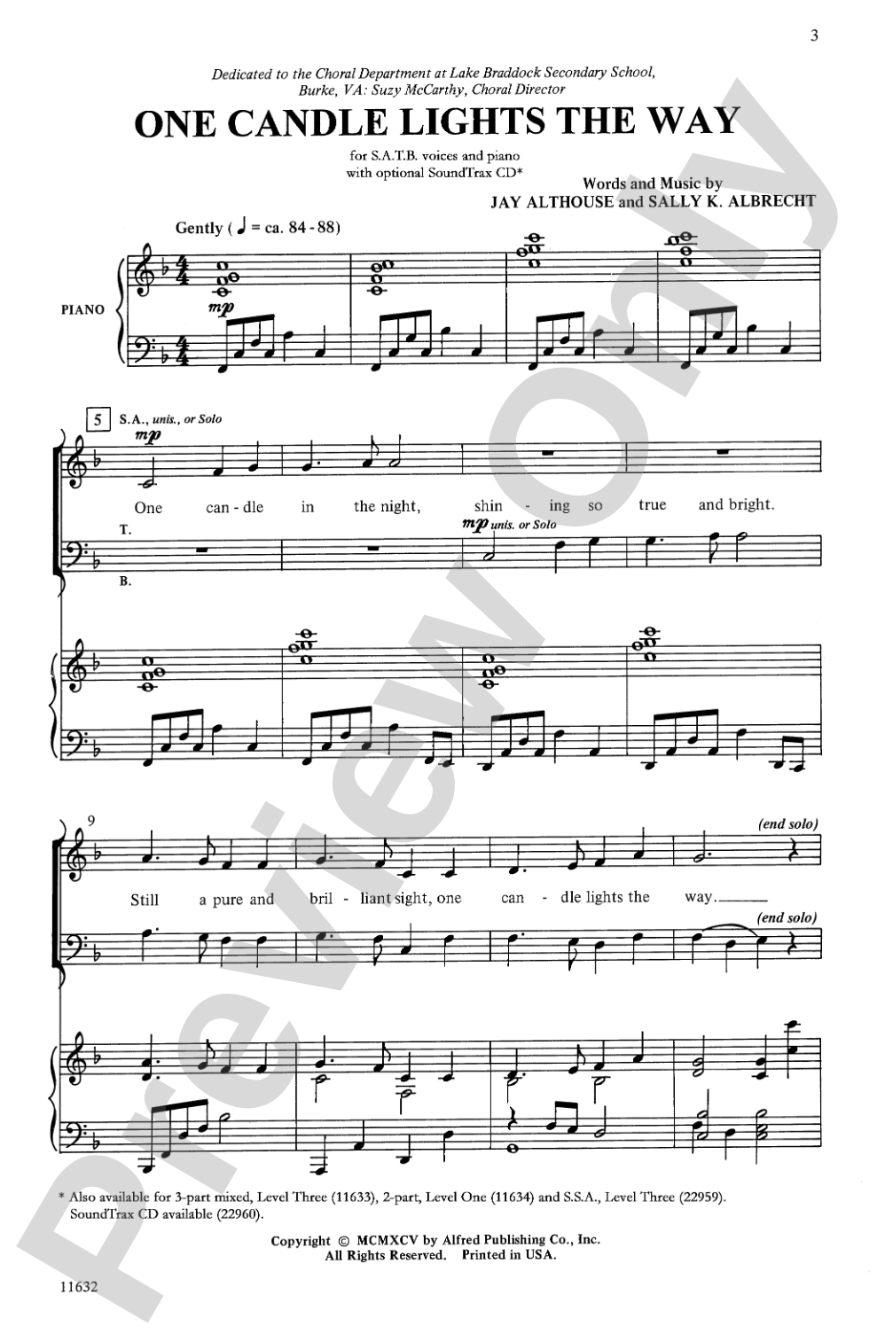 One Candle Lights the Way: SATB Choral Octavo