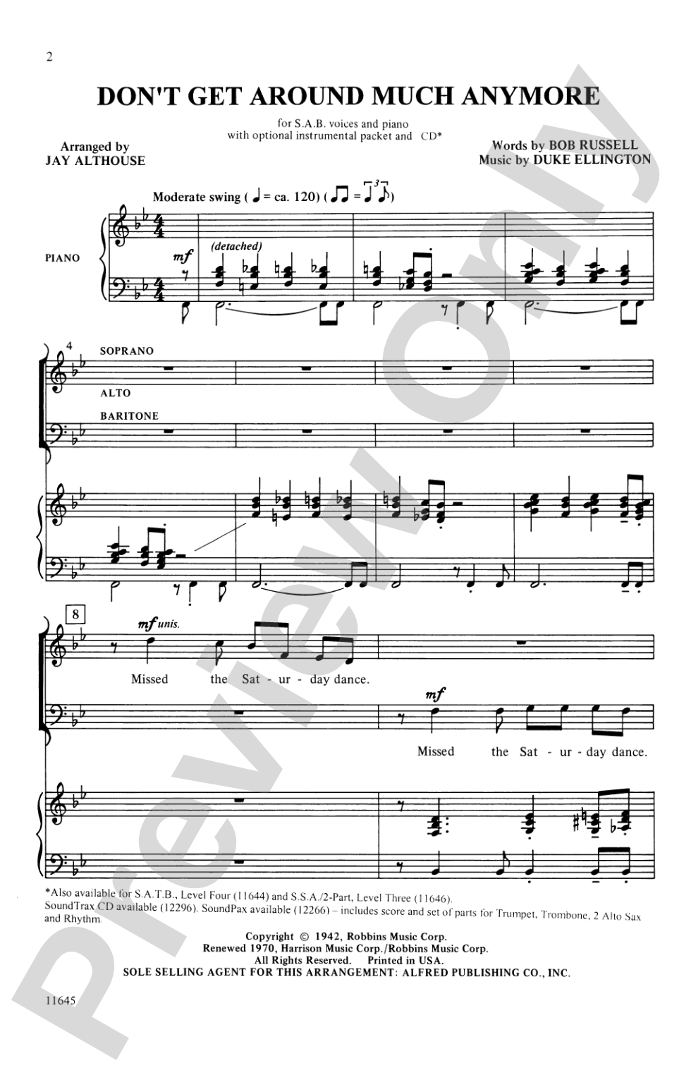 Don't Get Around Much Anymore: SAB Choral Octavo