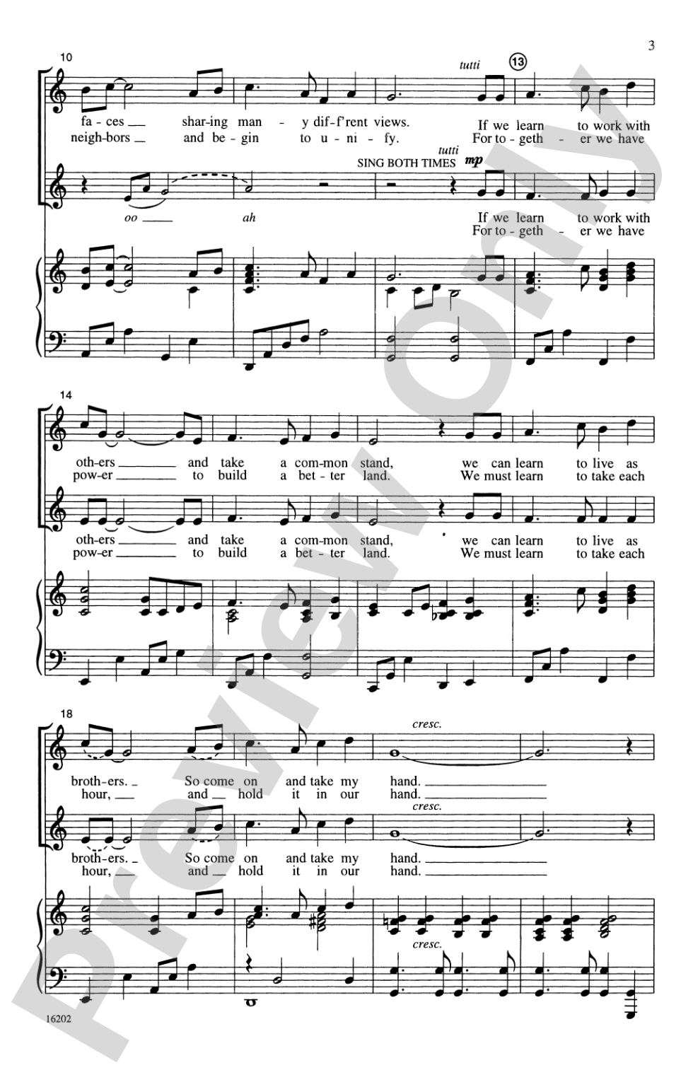 Hands United in Peace: 2-Part Choral Octavo