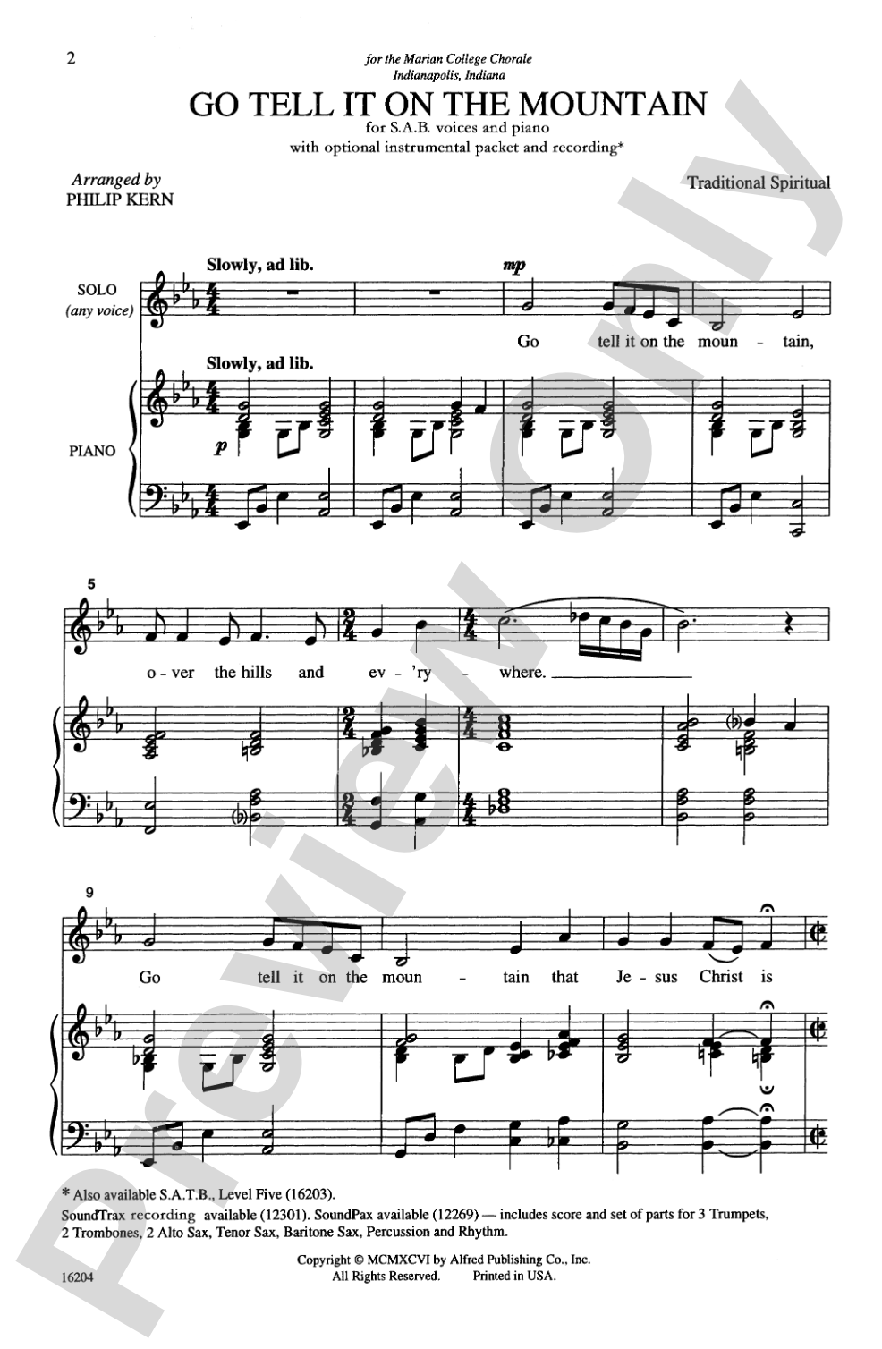 Go Tell It on the Mountain: SAB Choral Octavo