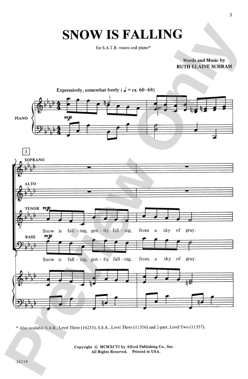 Snow Is Falling: SATB Choral Octavo