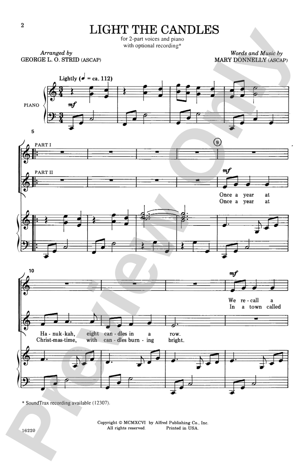 Light the Candles: 2-Part Choral Octavo