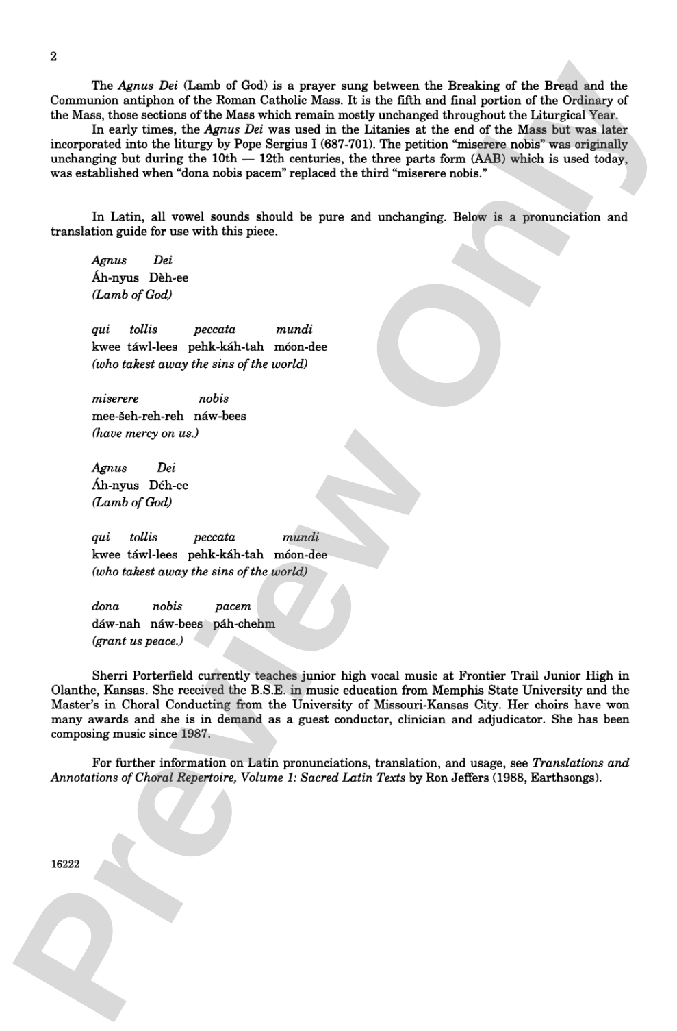 Agnus Dei: 3-Part Mixed, <I>a cappella</I> Choral Octavo