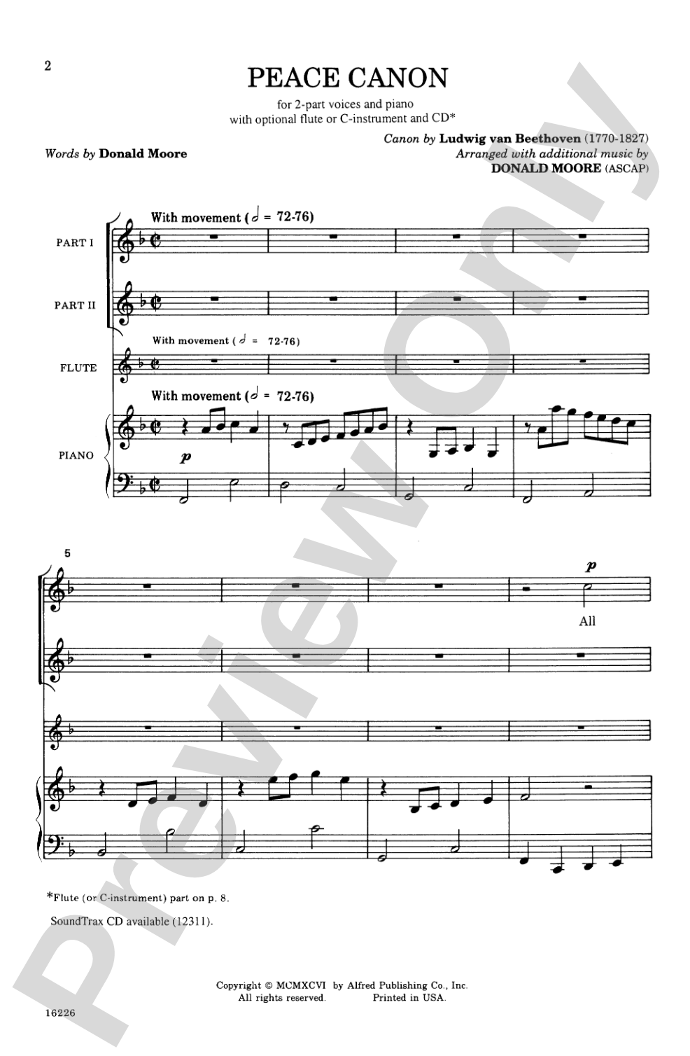 Peace Canon: 2-Part Mixed Choral Octavo