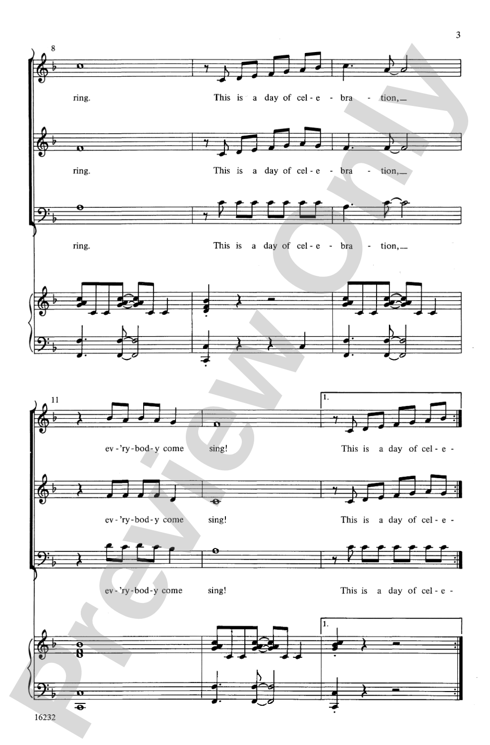 Day of Celebration: 3-Part Mixed Choral Octavo