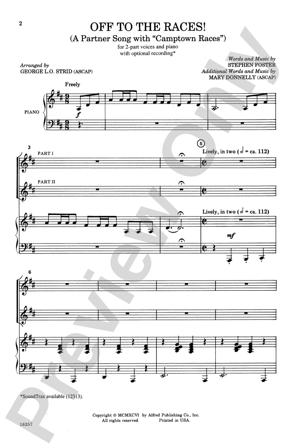 Off to the Races!: 2-Part Choral Octavo