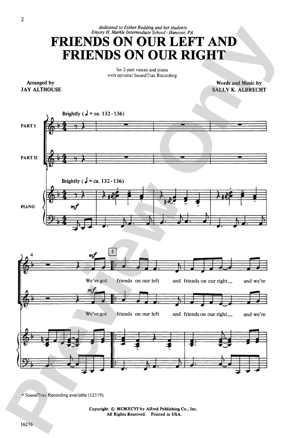 Friends on Our Left and Friends on Our Right: 2-Part Choral Octavo