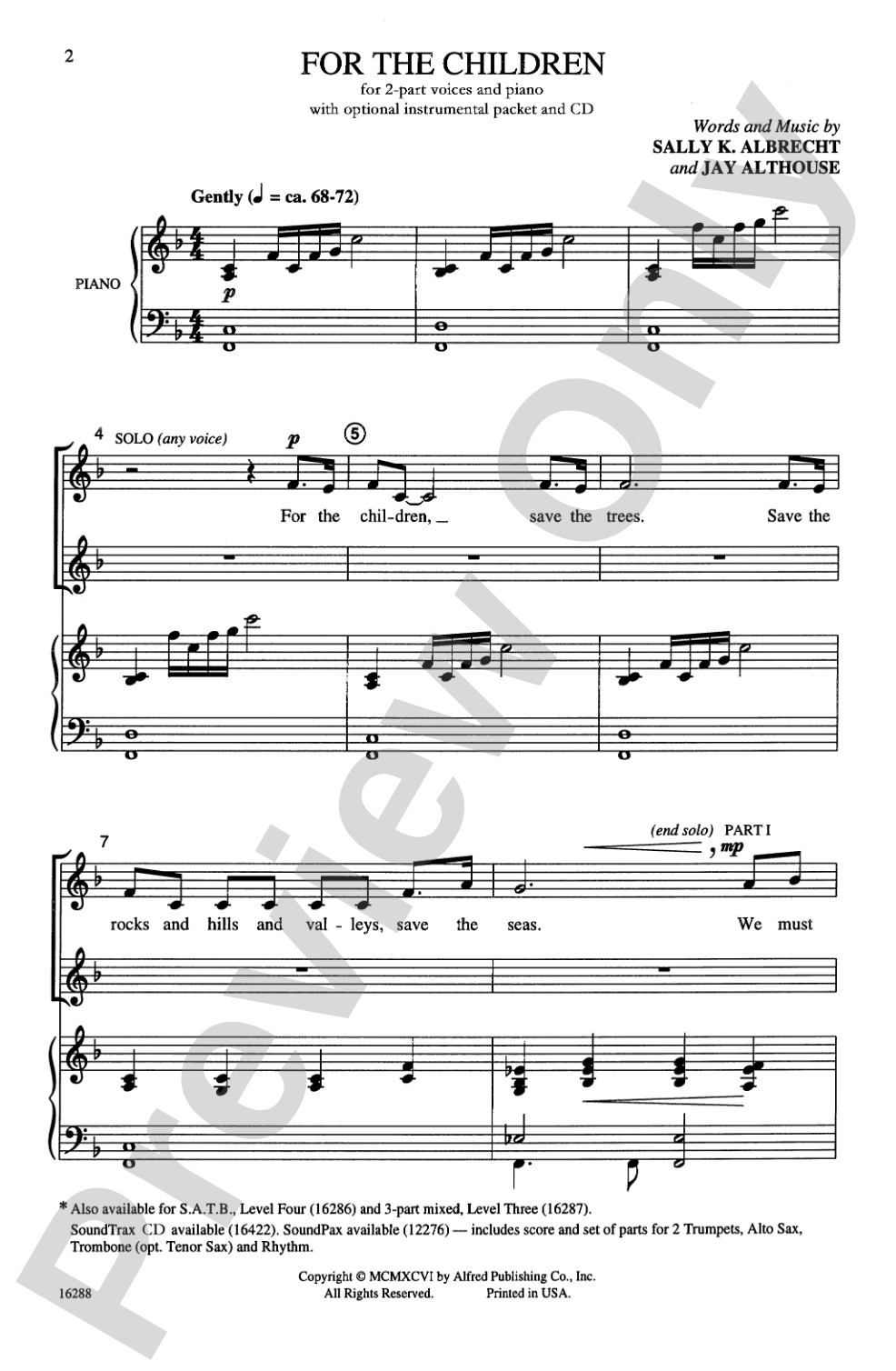 For the Children: 2-Part Choral Octavo