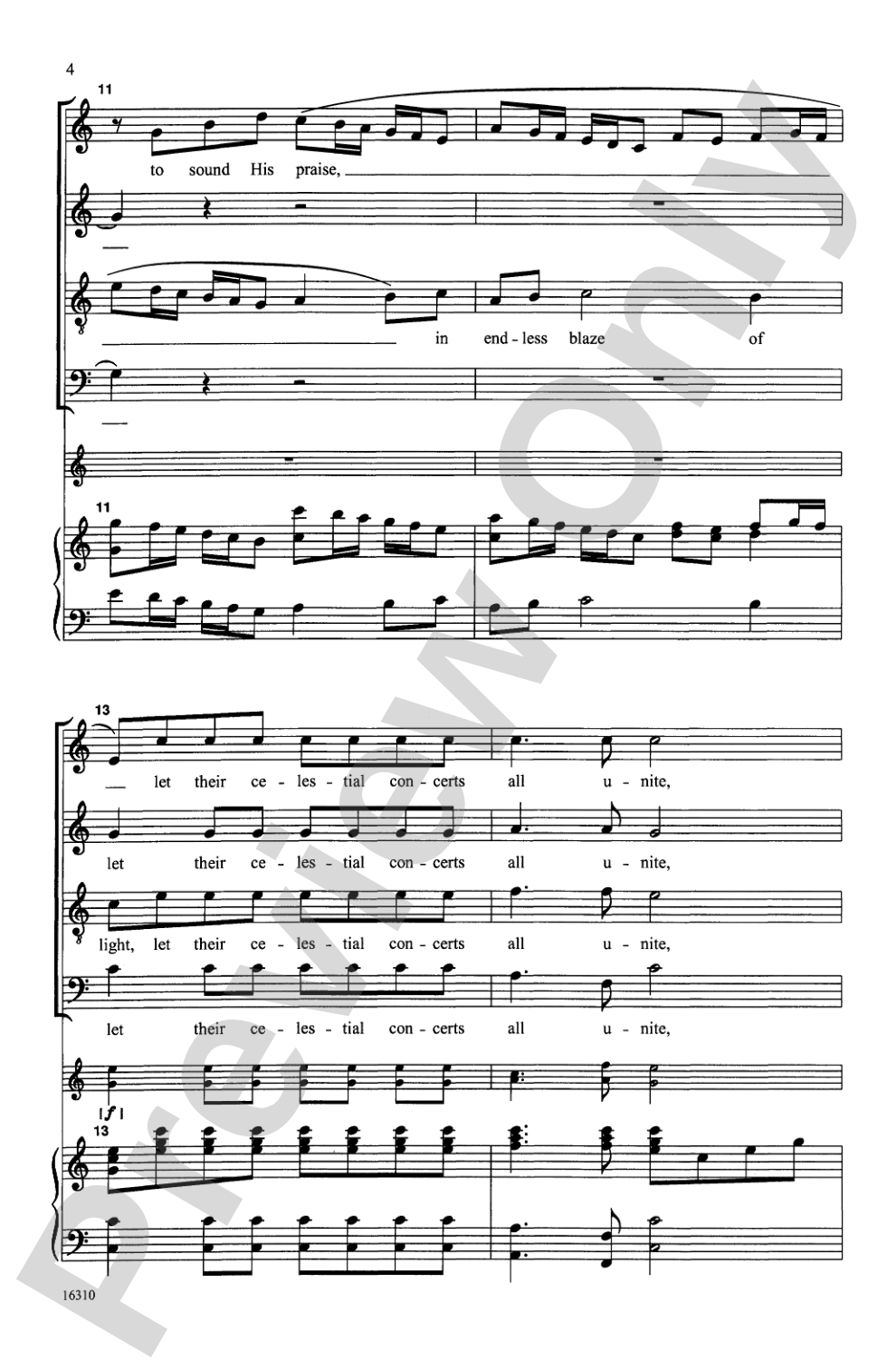Let Their Celestial Concerts All Unite (from <i>Samson</i>): SATB Choral Octavo