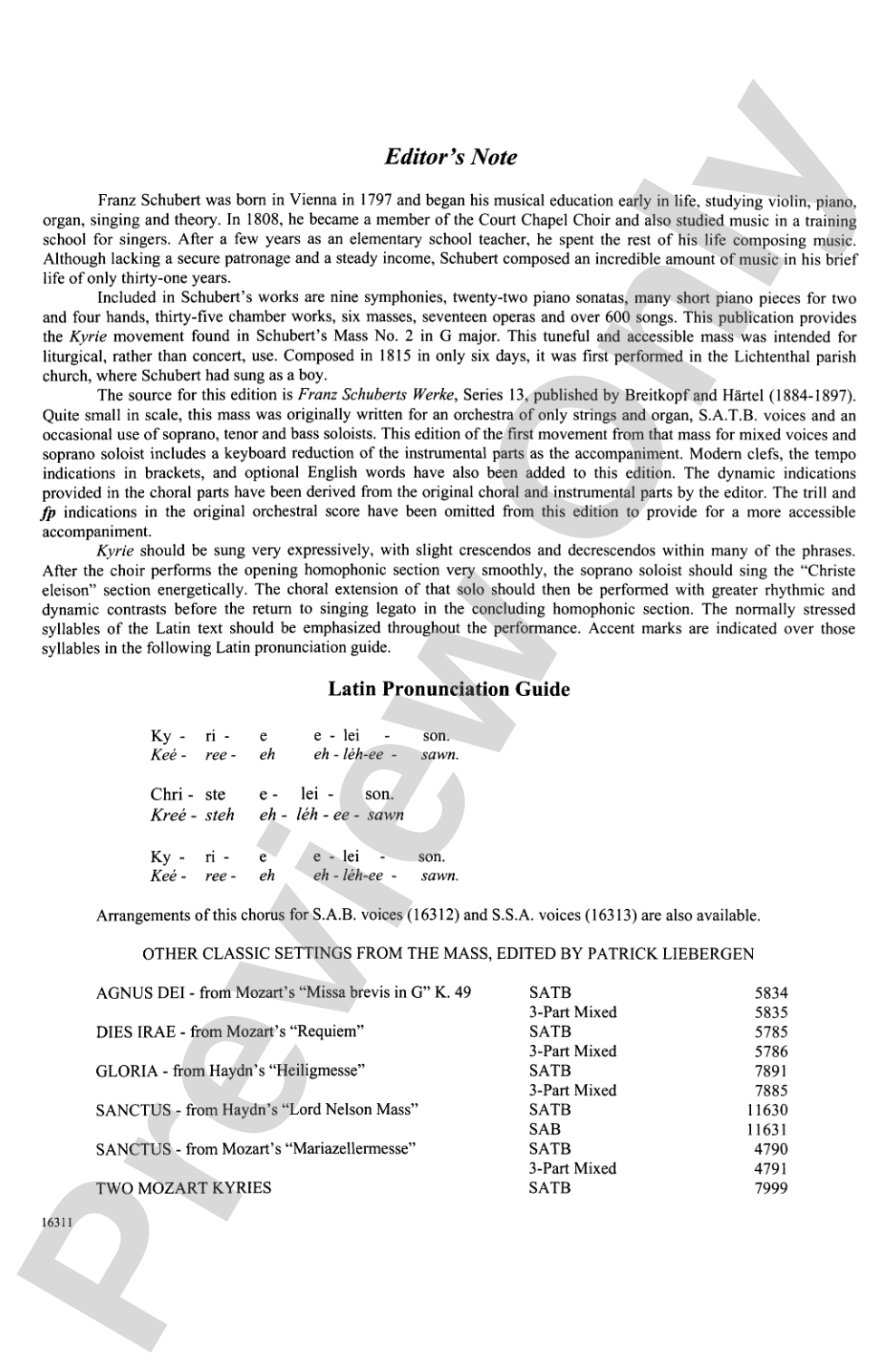 Kyrie (from <i>Mass in G</i>): SATB Choral Octavo
