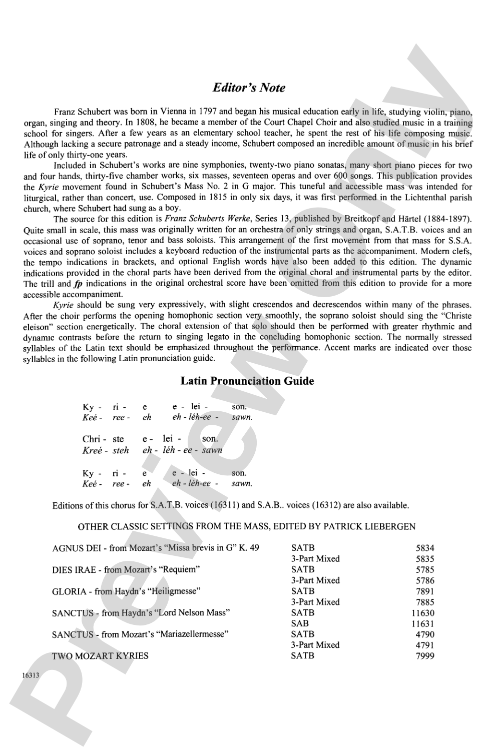 Kyrie (from <i>Mass in G</i>): SSA Choral Octavo