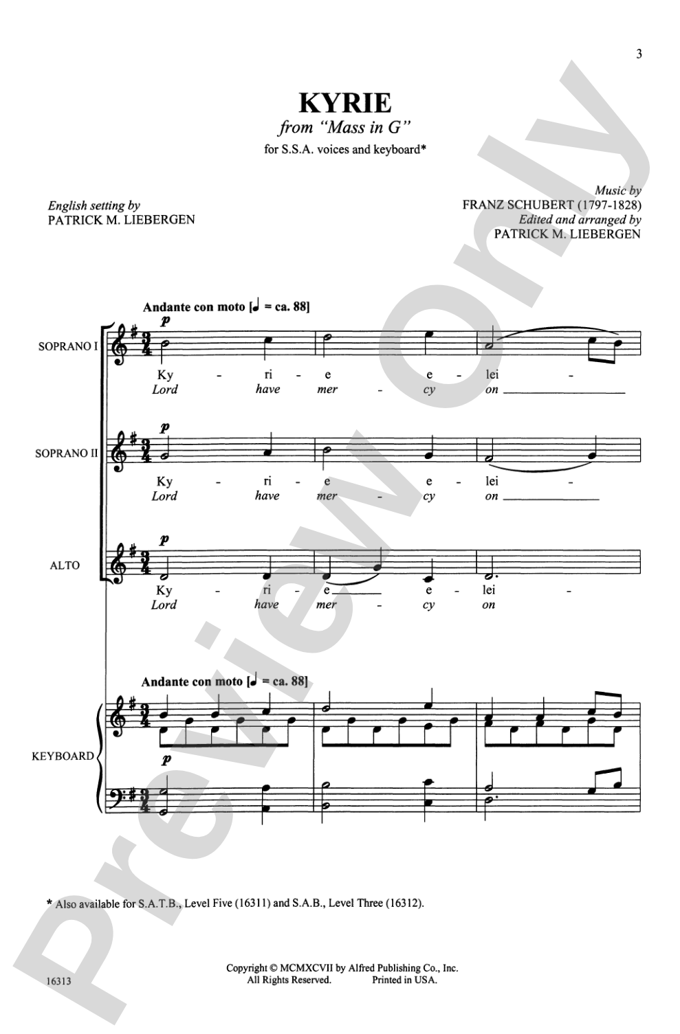 Kyrie (from <i>Mass in G</i>): SSA Choral Octavo