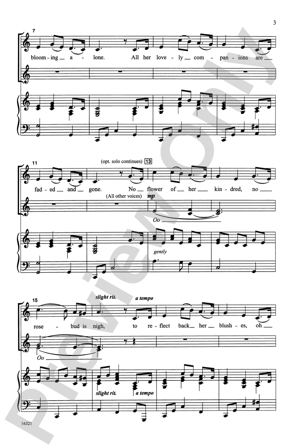 The Last Rose of Summer: SSA Choral Octavo