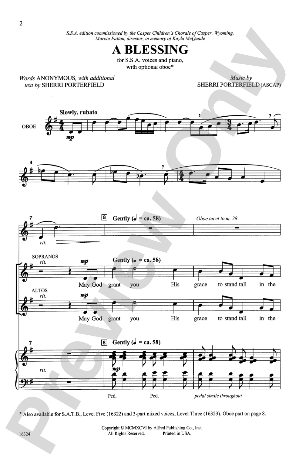 A Blessing: SSA Choral Octavo