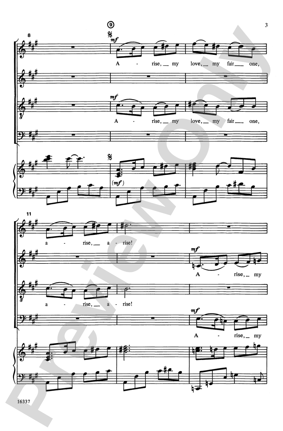 Arise My Love, My Fair One: SATB Choral Octavo