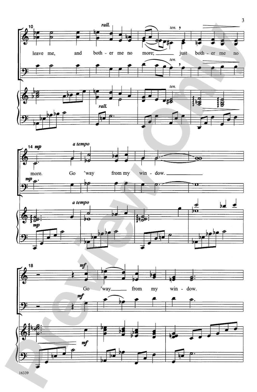 Go 'Way from My Window: SAB Choral Octavo