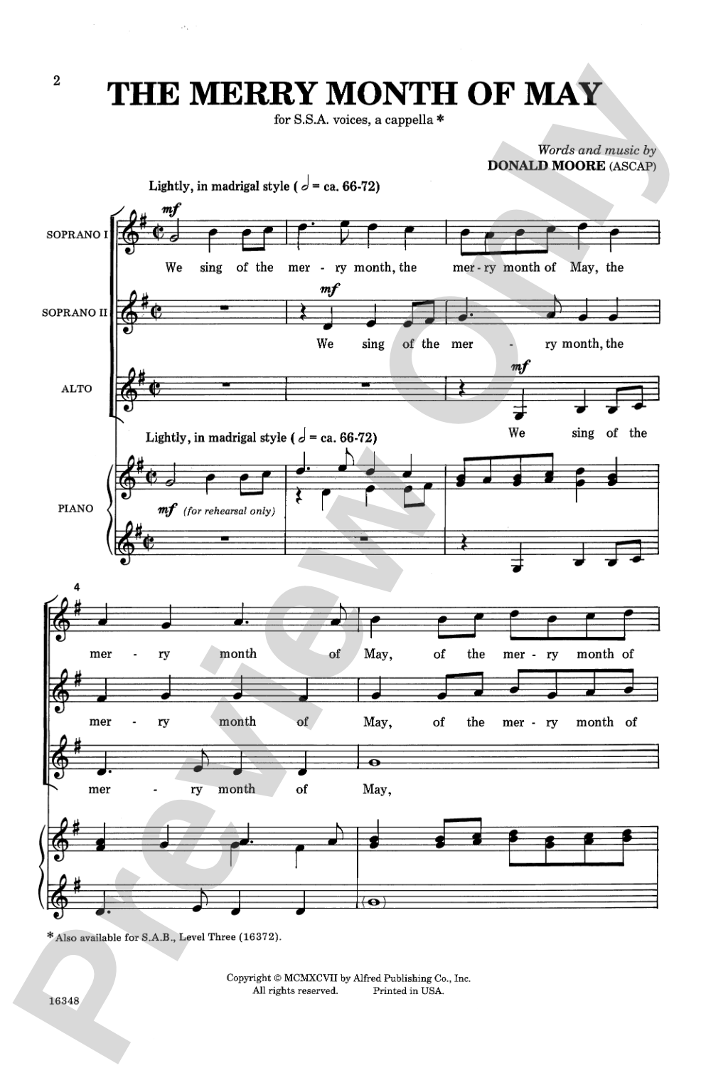 The Merry Month of May: SSA, <I>a cappella</I> Choral Octavo