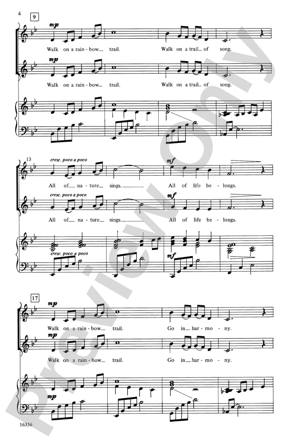 Walk on a Rainbow Trail: 2-Part Choral Octavo