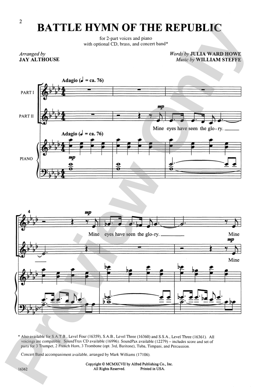 Battle Hymn of the Republic: 2-Part Choral Octavo