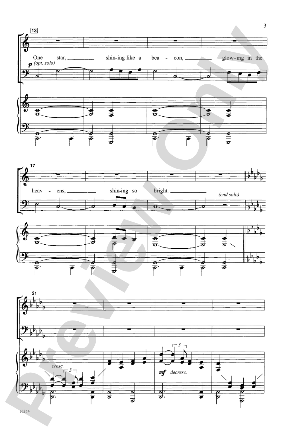 One Star: SAB Choral Octavo