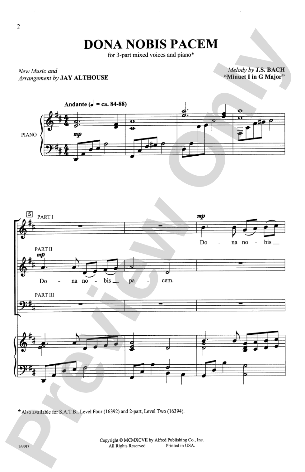Dona Nobis Pacem: 3-Part Mixed, etc. Choral Octavo