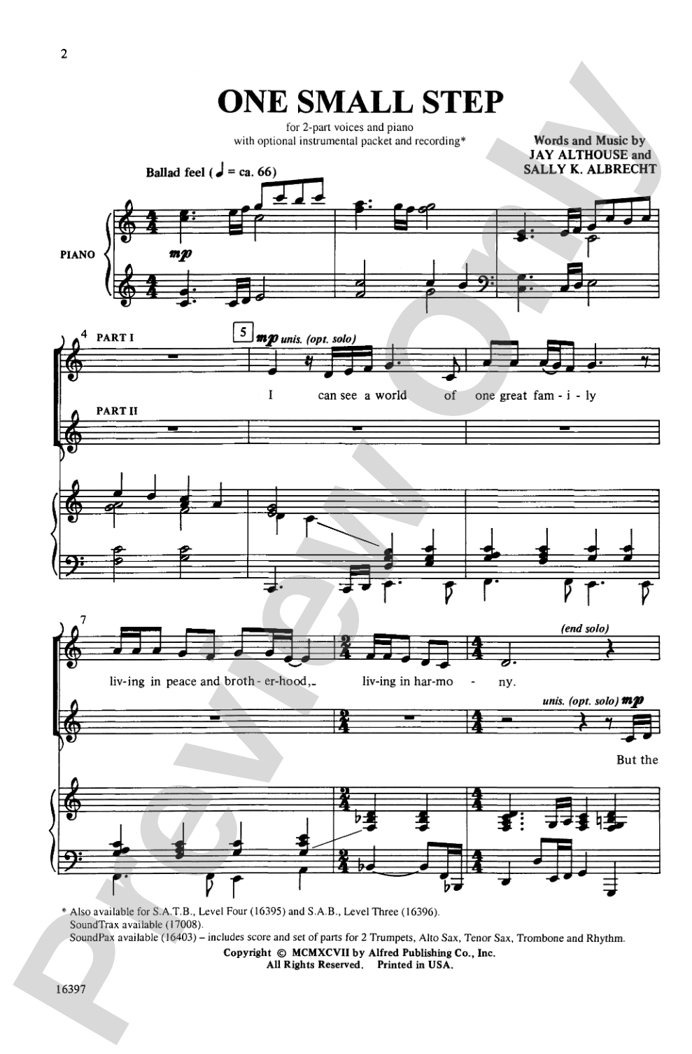 One Small Step: 2-Part Choral Octavo