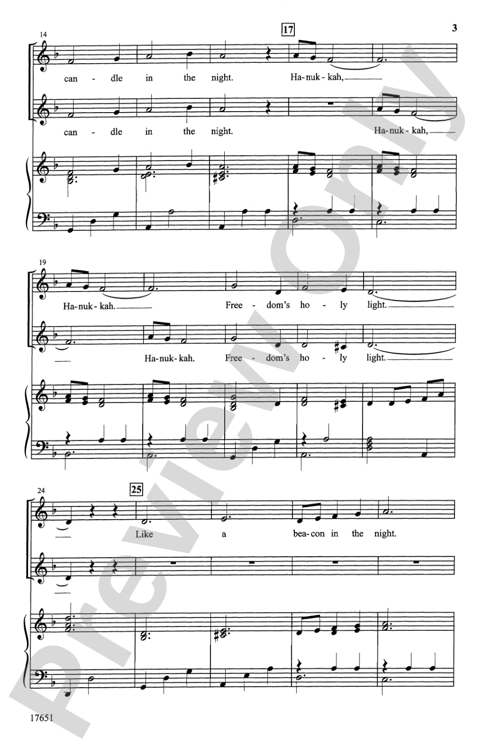 Candle in the Night (A Song for Hanukkah): 2-Part Choral Octavo