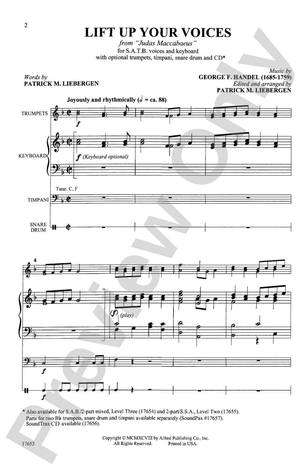 Lift Up Your Voices (from <i>Judas Maccabeus</i>): SATB Choral Octavo