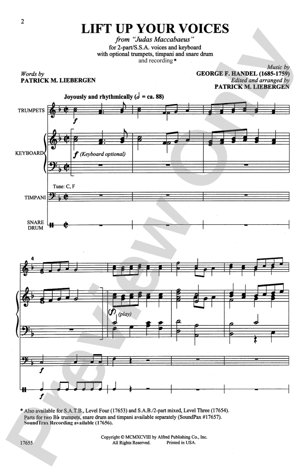 Lift Up Your Voices (from <i>Judas Maccabeus</i>): 2-Part/SSA Choral Octavo