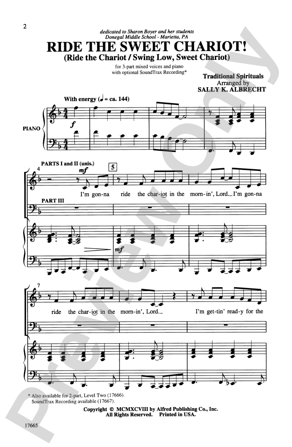 Ride the Sweet Chariot!: 3-Part Mixed Choral Octavo