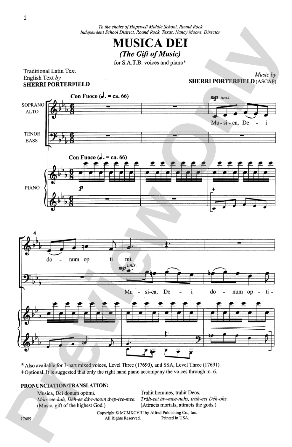 Musica Dei (The Gift of Music): SATB Choral Octavo