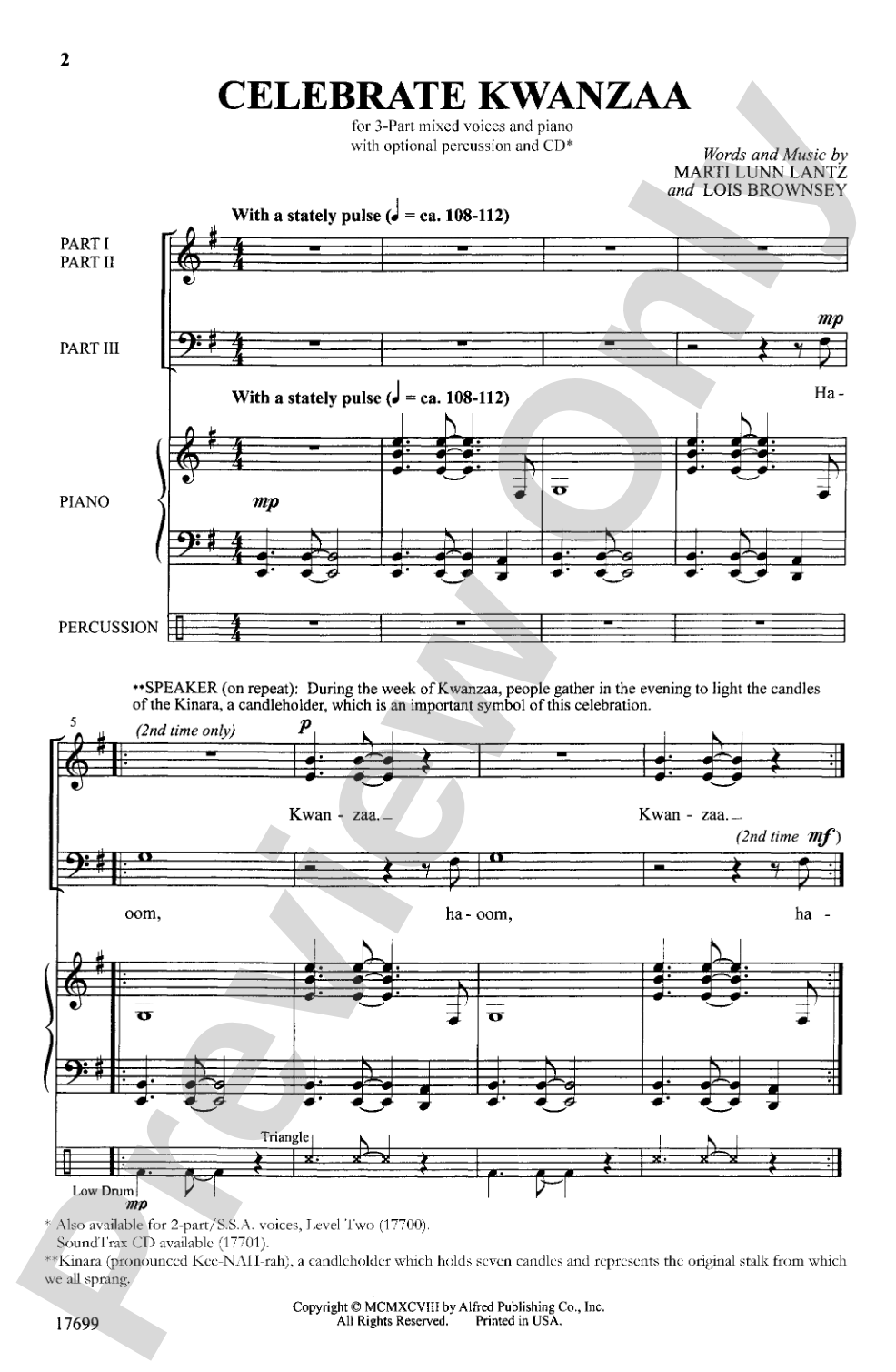 Celebrate Kwanzaa: 3-Part Mixed Choral Octavo
