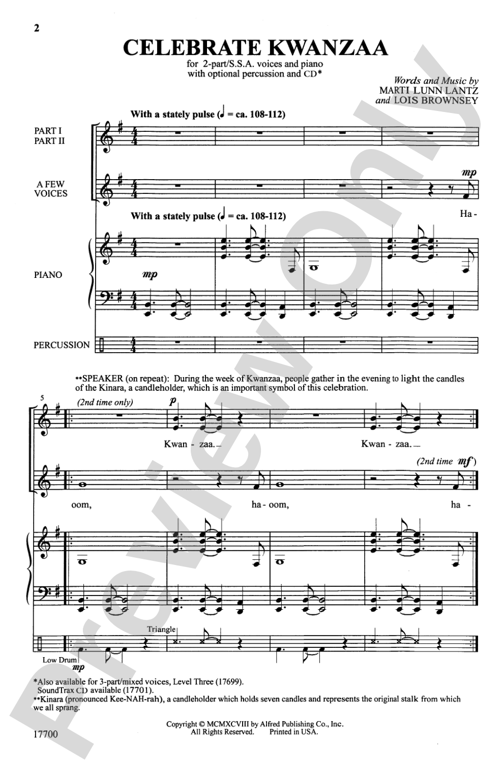 Celebrate Kwanzaa: 2-Part/SSA Choral Octavo