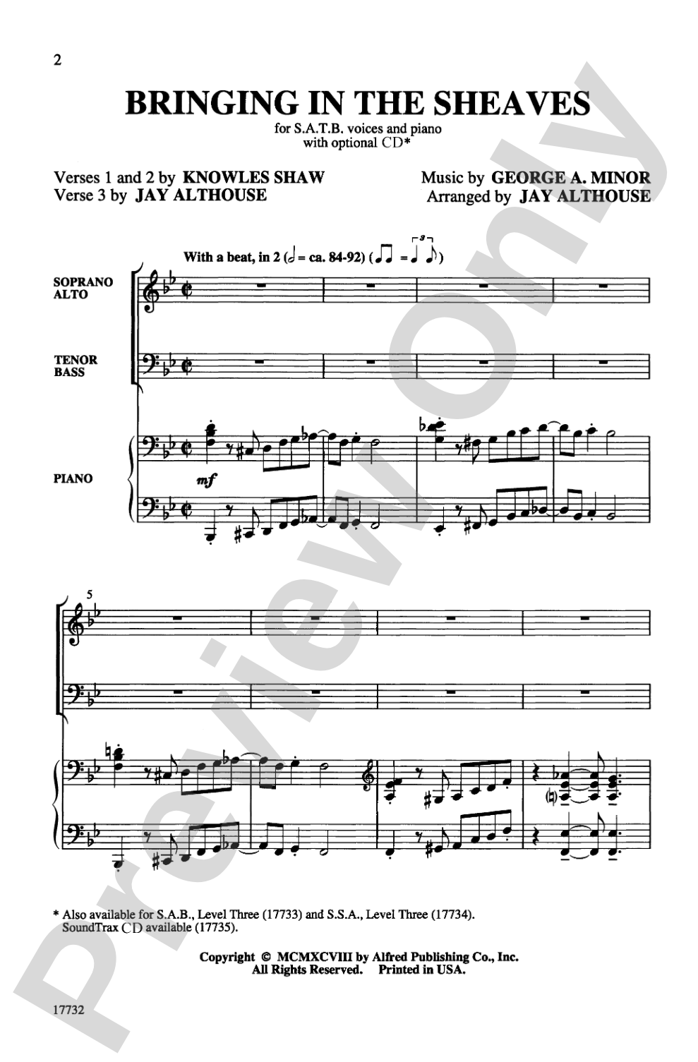 Bringing in the Sheaves: SATB Choral Octavo